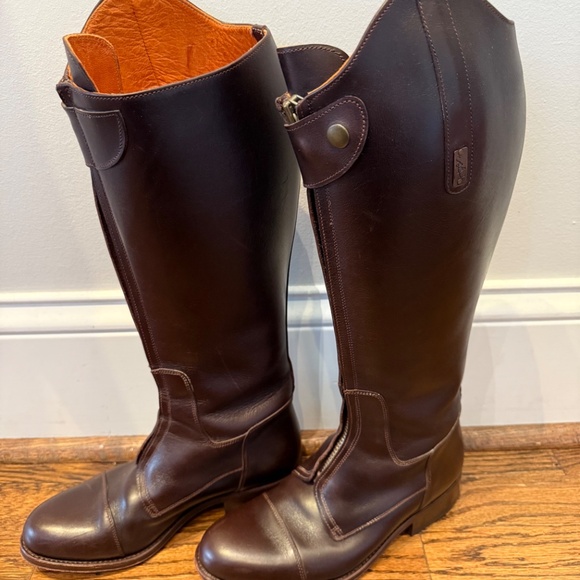 Tall leather wide calf polo riding boots size 38 - Picture 2 of 8